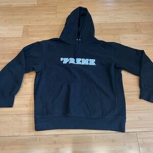 Supreme Black Hoodie with Blue Logo
